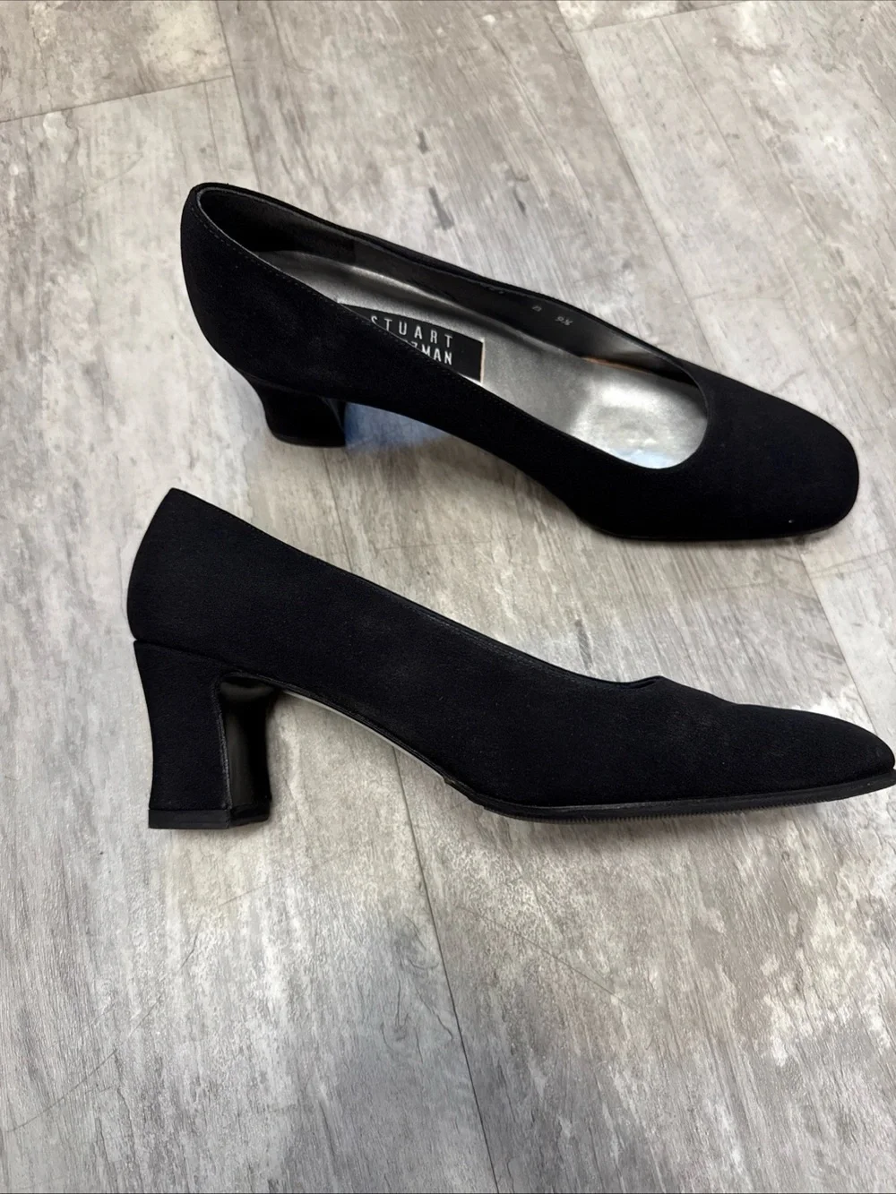 Stuart Weitzman Black Square-Toe Pumps